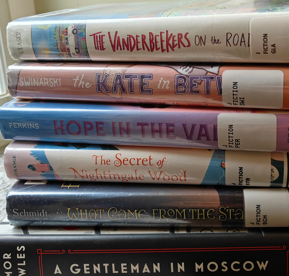 book stack from library