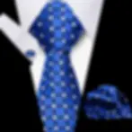 Thumbnail: Tie Men Business Necktie Set Classic Plaid Cufflinks Handkerchief for Suit