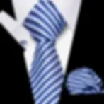 Thumbnail: Tie Men Business Necktie Set Classic Plaid Cufflinks Handkerchief for Suit