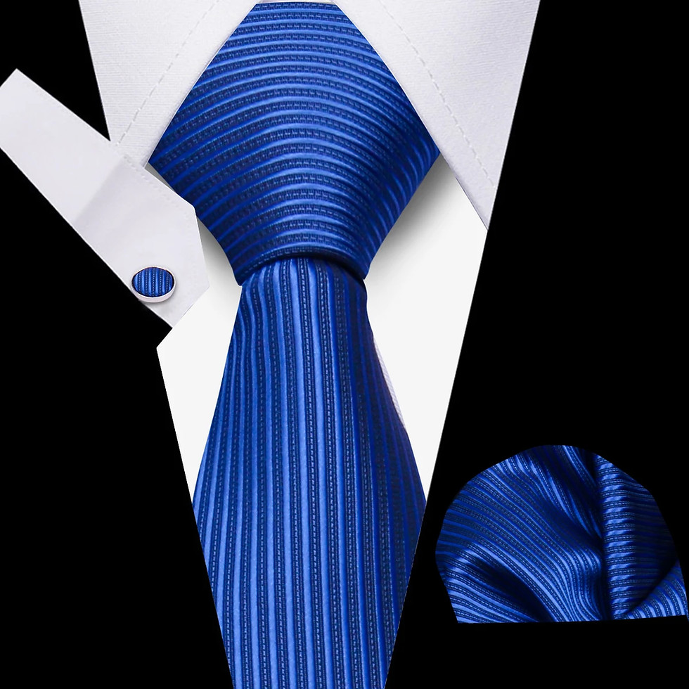 Miniatura: Tie Men Business Necktie Set Classic Plaid Cufflinks Handkerchief for Suit