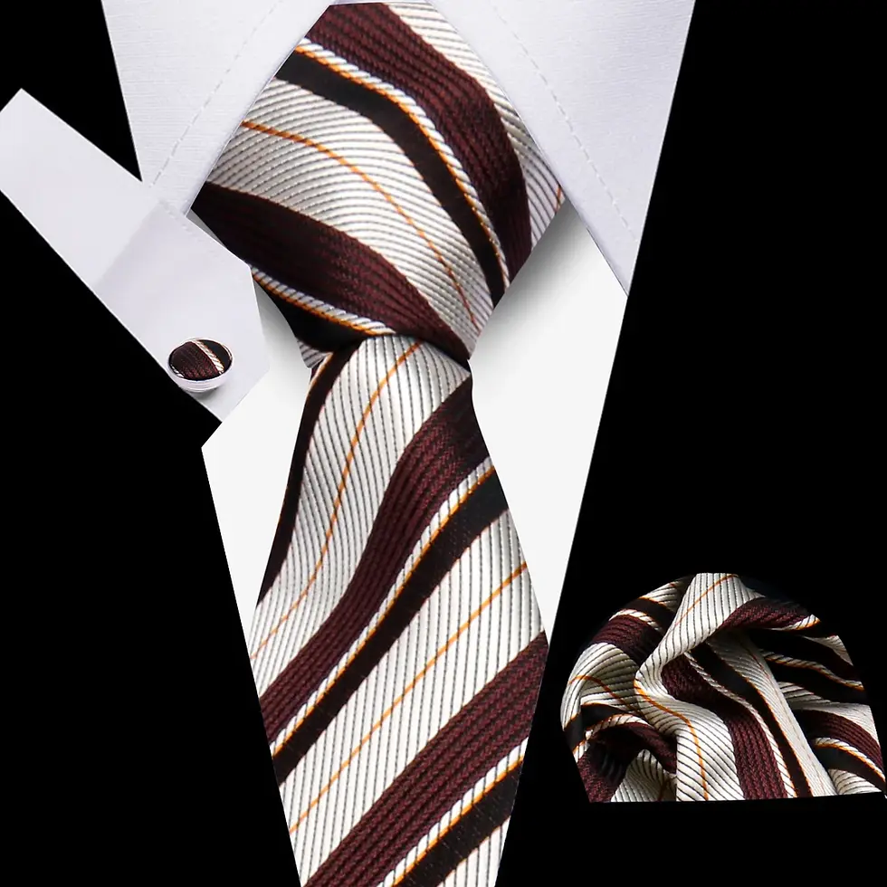 Miniatura: Tie Men Business Necktie Set Classic Plaid Cufflinks Handkerchief for Suit