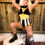 Thumbnail: Black and Gold Strong Gal Leotard with Rhinestones