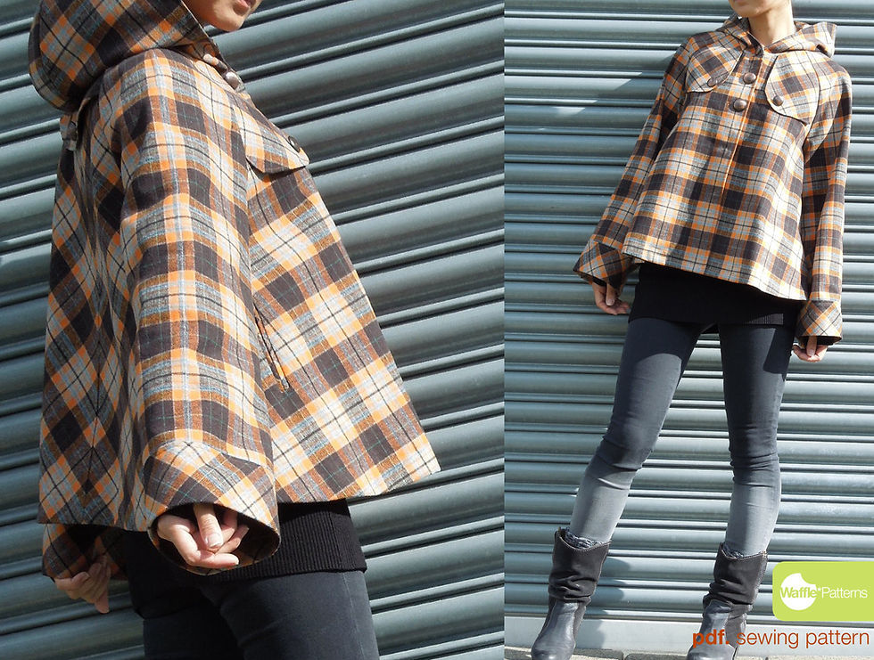 Thumbnail: Waffle Patterns sewing patterns Short Duffle Jacket Caramel