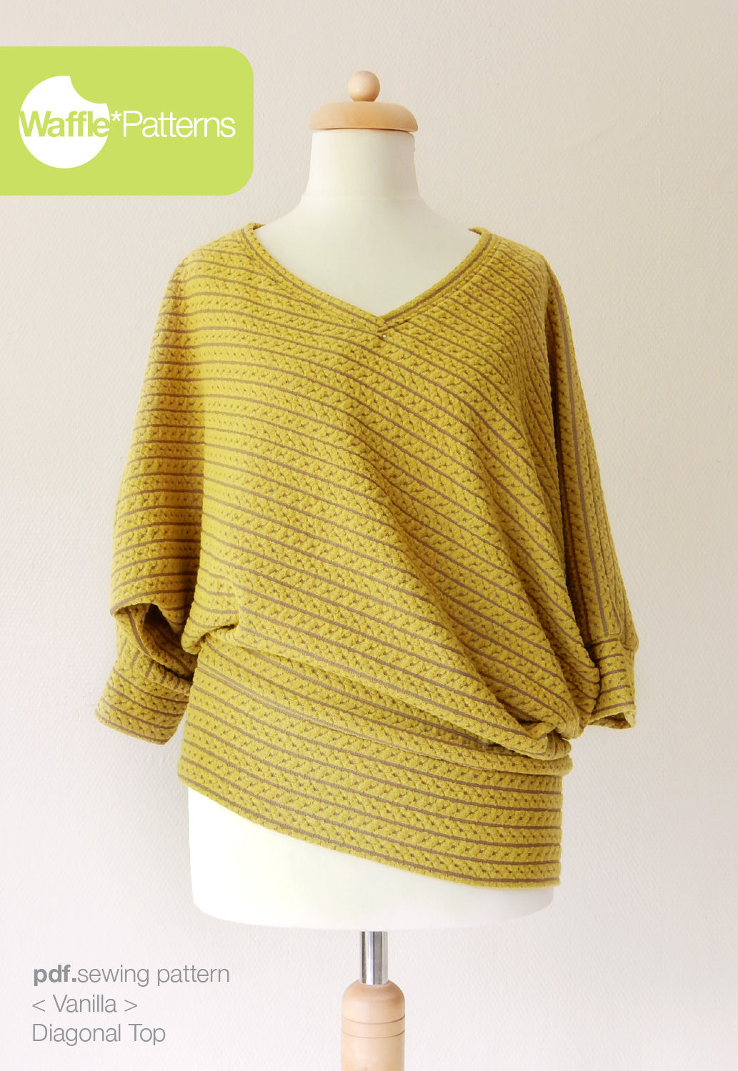 Waffle Patterns sewing patterns Diagonal Knit Top Vanilla