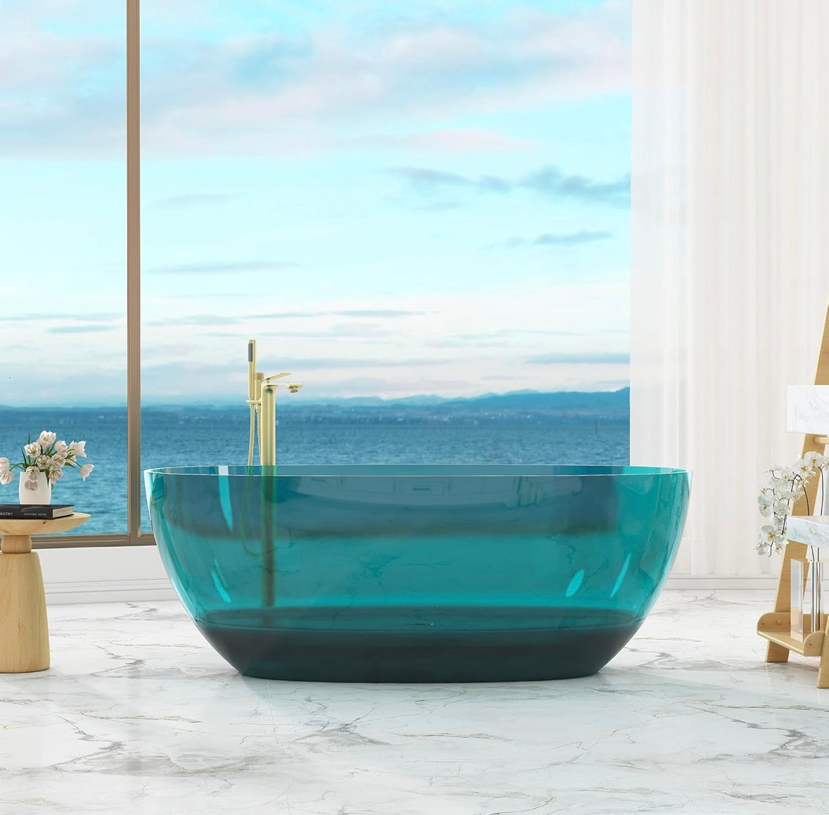 Blue Sea Transparent Free Standing Tub-