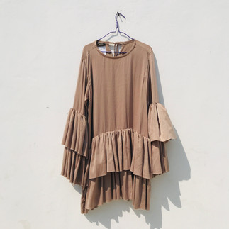 #sale 10% Dress Long Sleeves Silk Brown