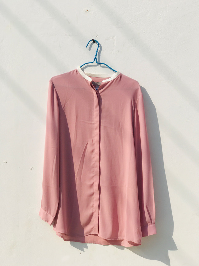 #sale 30% Blouse Long Sleeve Pink/White