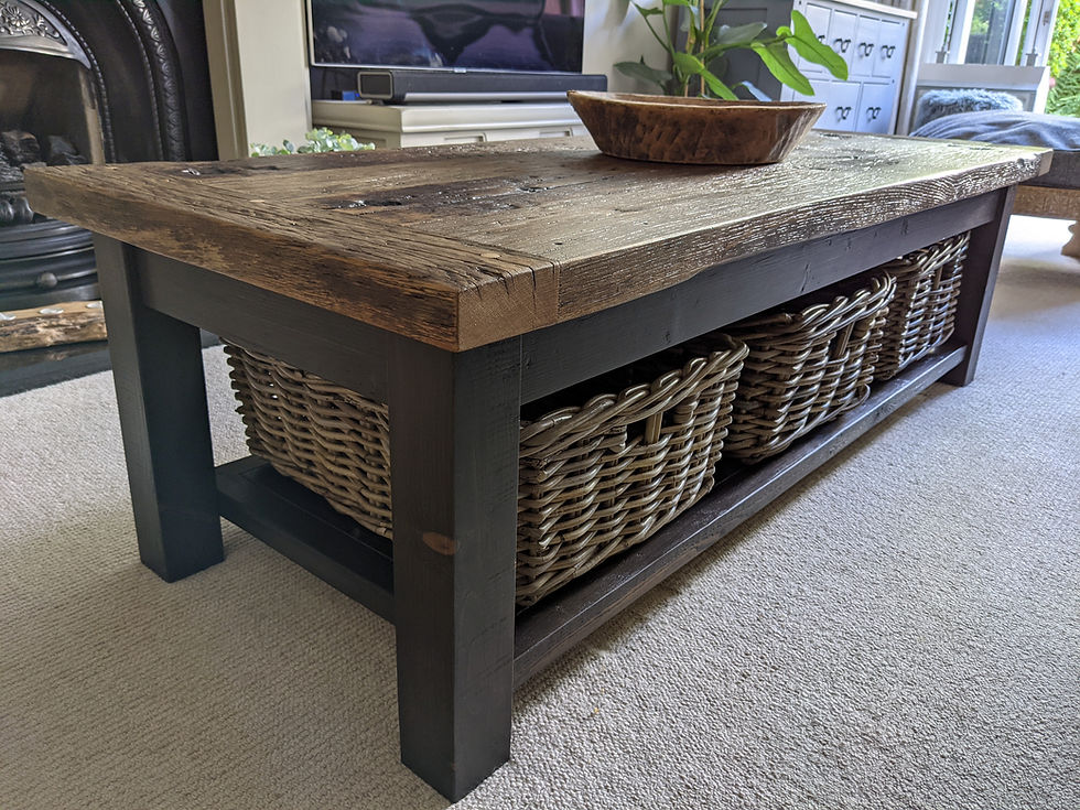 Thumbnail: 'Provence' Oak Wagon Board Coffee Table with Storage Baskets