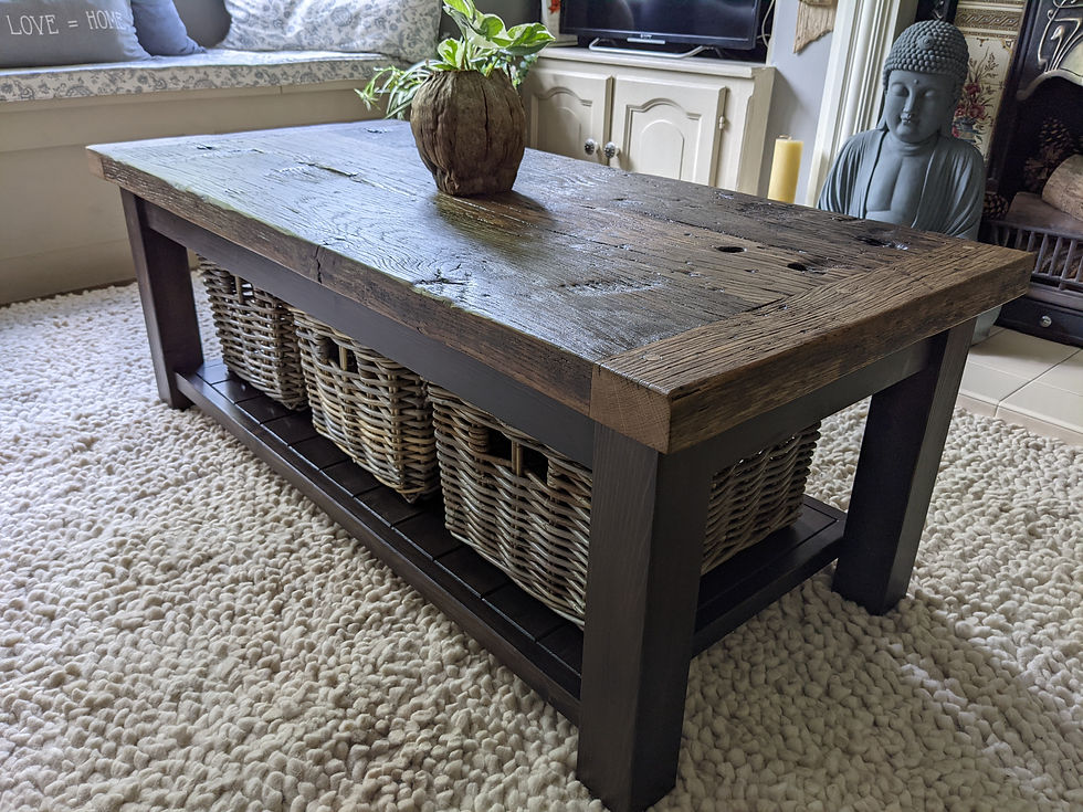 Thumbnail: 'Provence' Oak Wagon Board Coffee Table with Storage Baskets