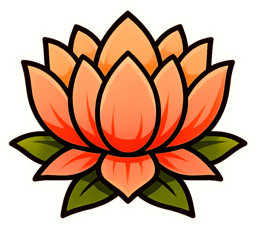 Orangefarbene Lotusblüte, stilisierte Grafik