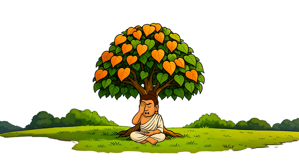 Meditierender Buddha unter Bodhibaum