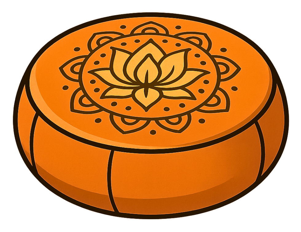 Orangefarbener Hocker mit Lotusblume