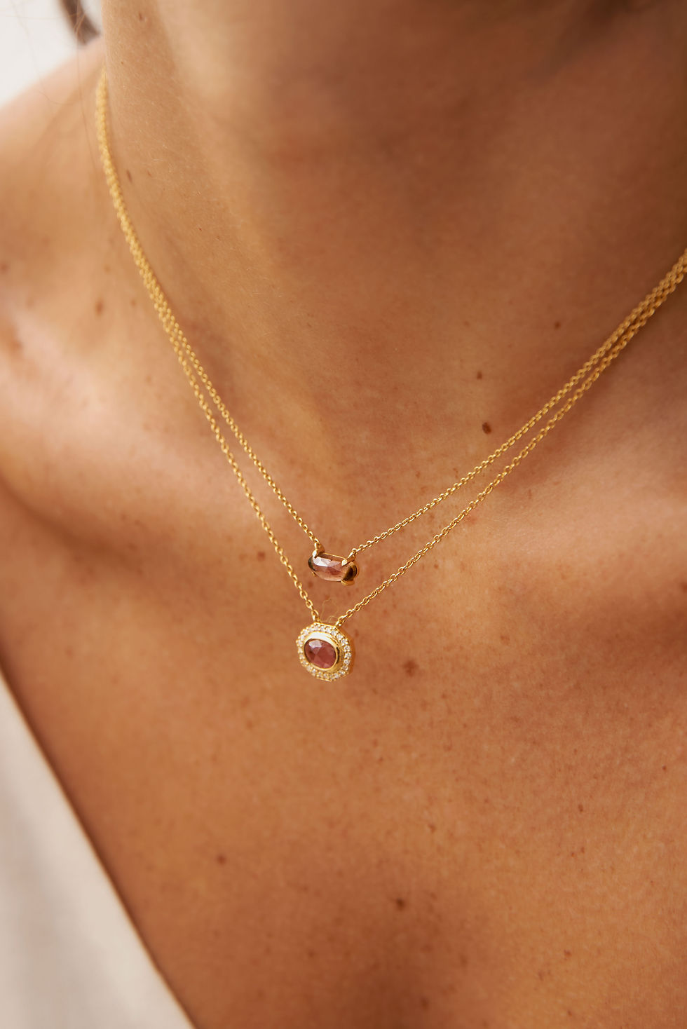 Thumbnail: Apple red tourmaline Celine pendant necklace