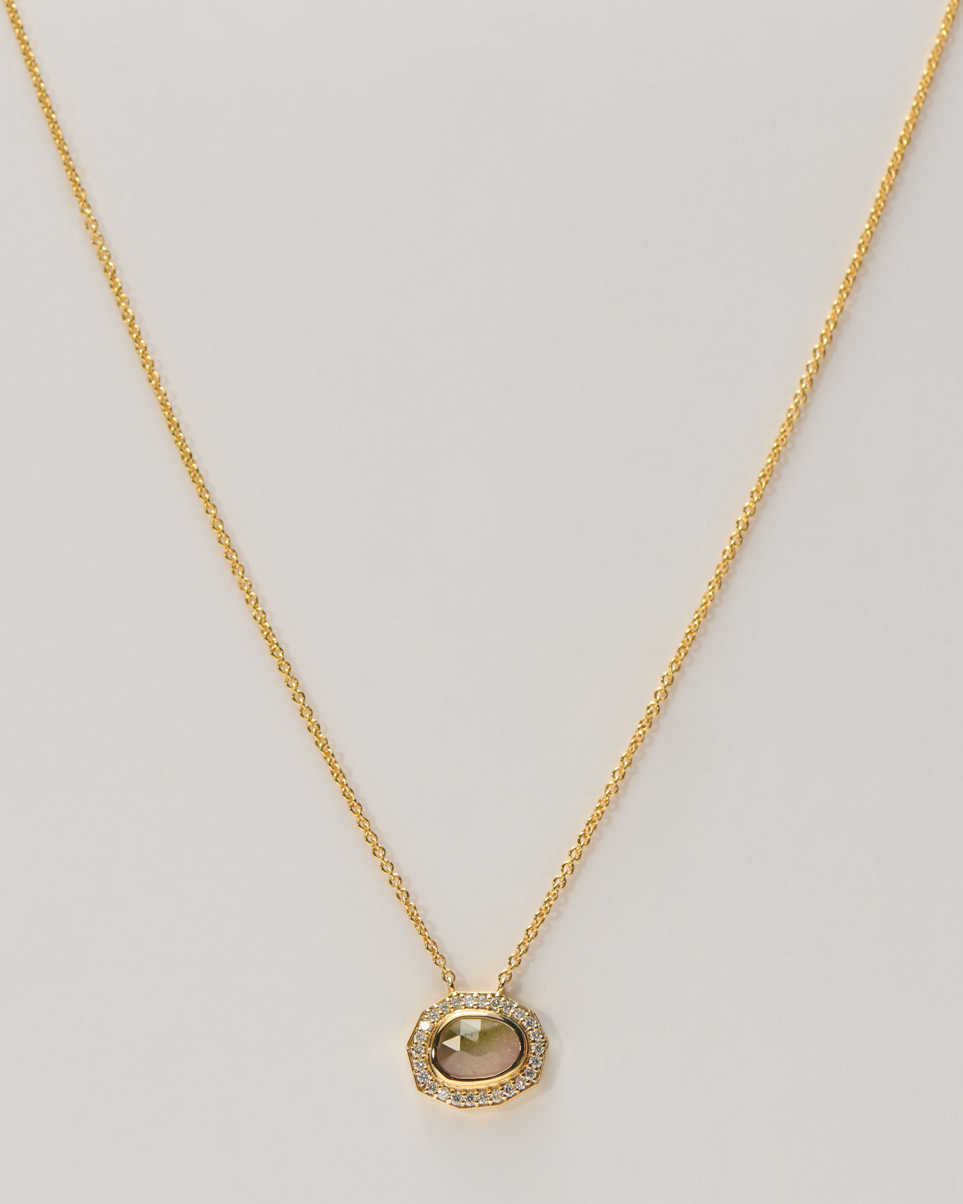 Tourmaline & diamond Halo pendant