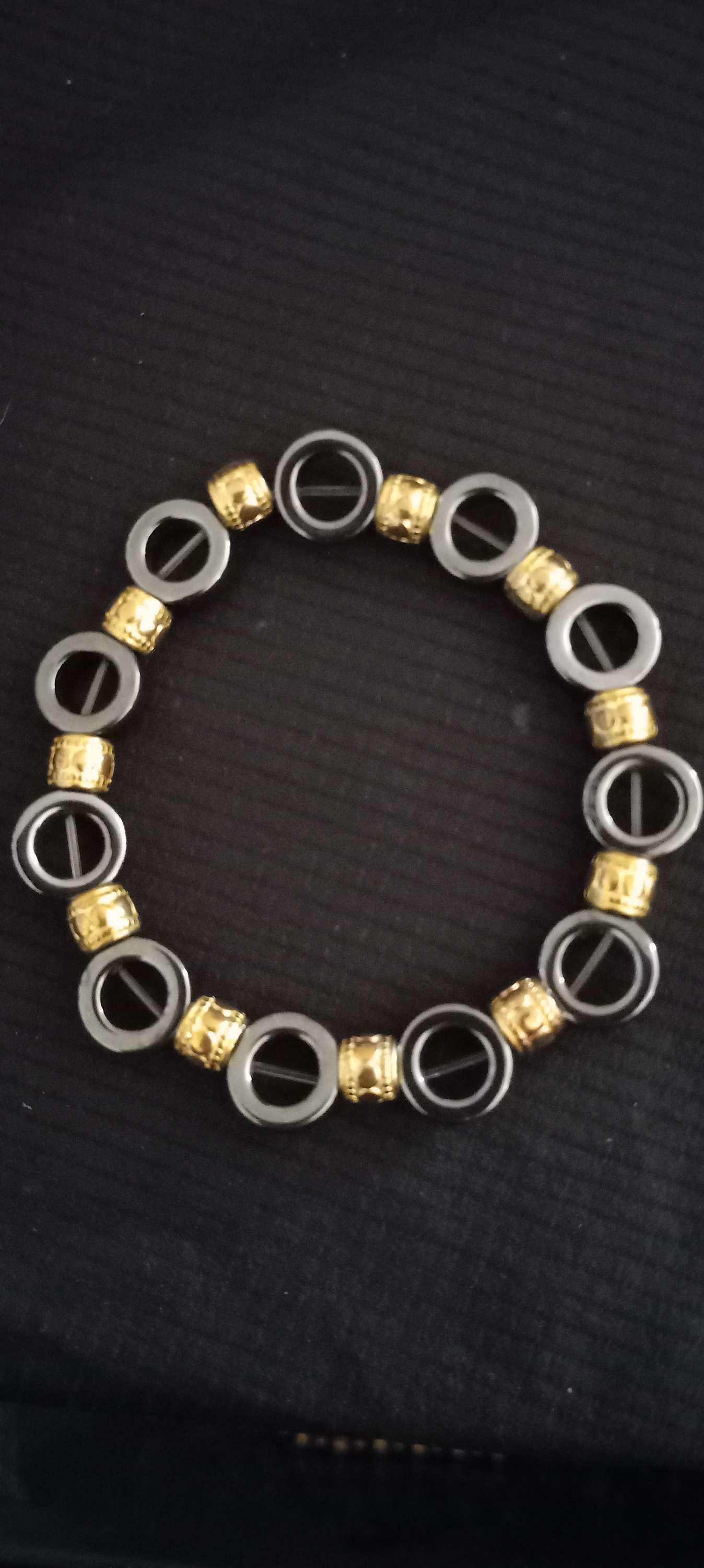 Rounded Hematite and gold