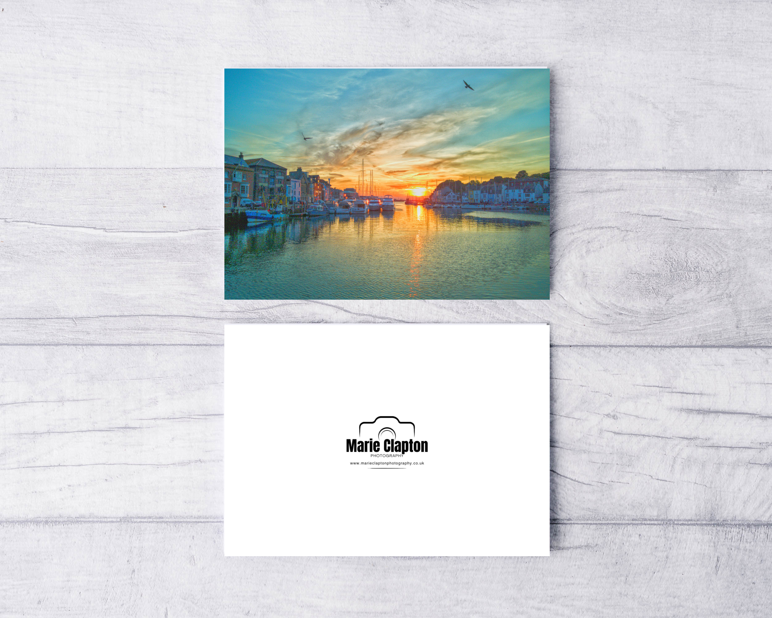 Single A5 Blank Greeting Card of Weymouth Harbour Dorset with envelope