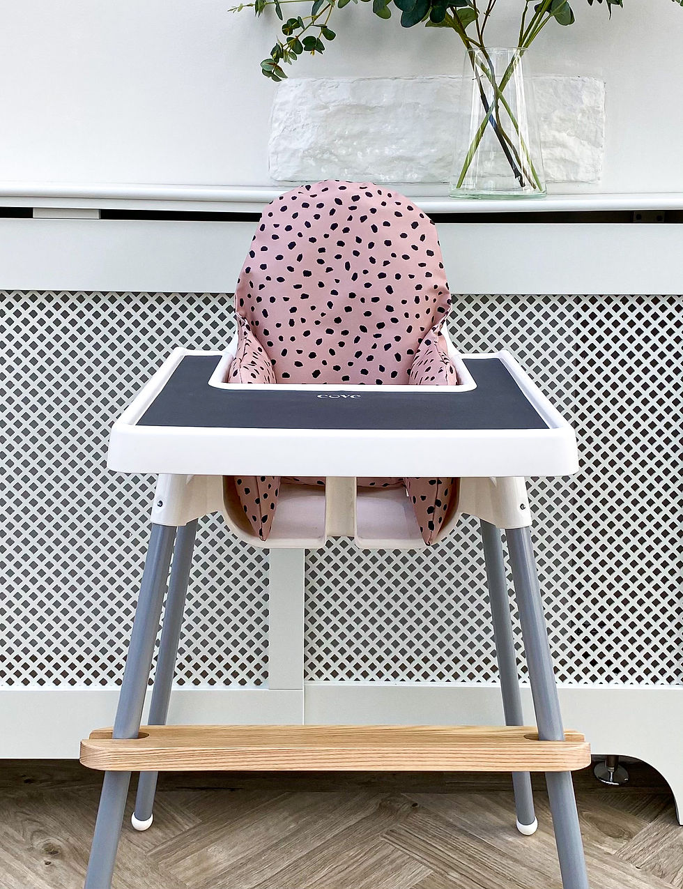 Thumbnail: Dusky pink Dalmatian wipeable cushion cover Ikea highchair