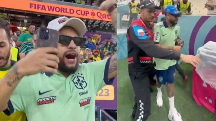 Hincha imitador de Neymar burló seguridad y fue escoltado hasta el túnel del Brasil-Suiza