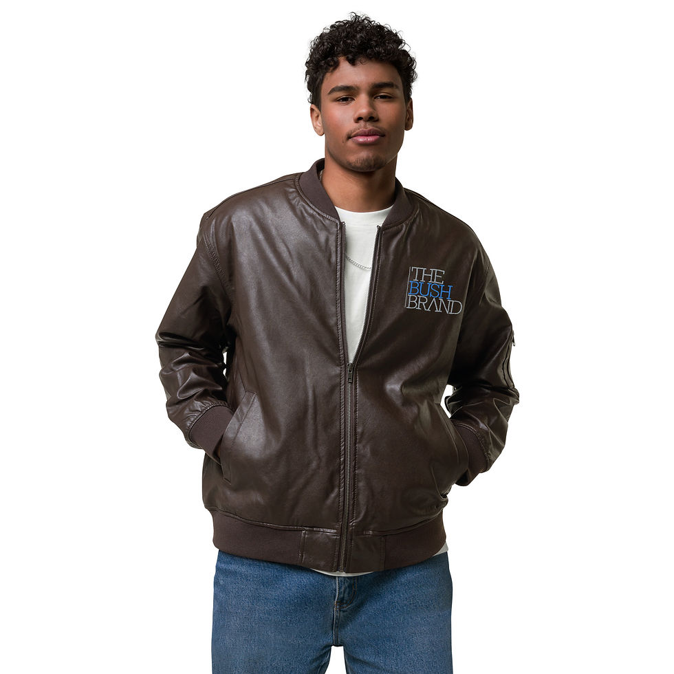 The Bush Brand Leather Bomber Jacket (Blue Letter)