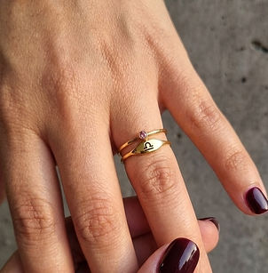Signet Ring Tag + Solitary Birthstone Ring (Set)