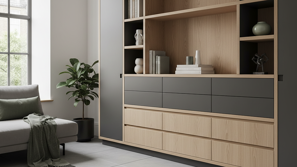 Close-up view of bespoke wooden joinery in a modern interior