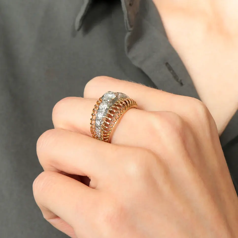 Miniature : Bague ajourée bicolore Diamants
