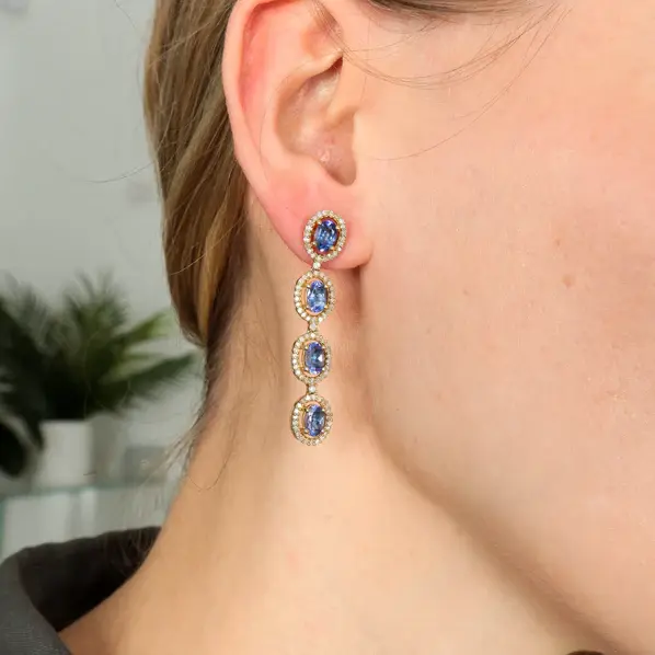 Miniature : Boucles d'oreilles Tanzanites et Diamants