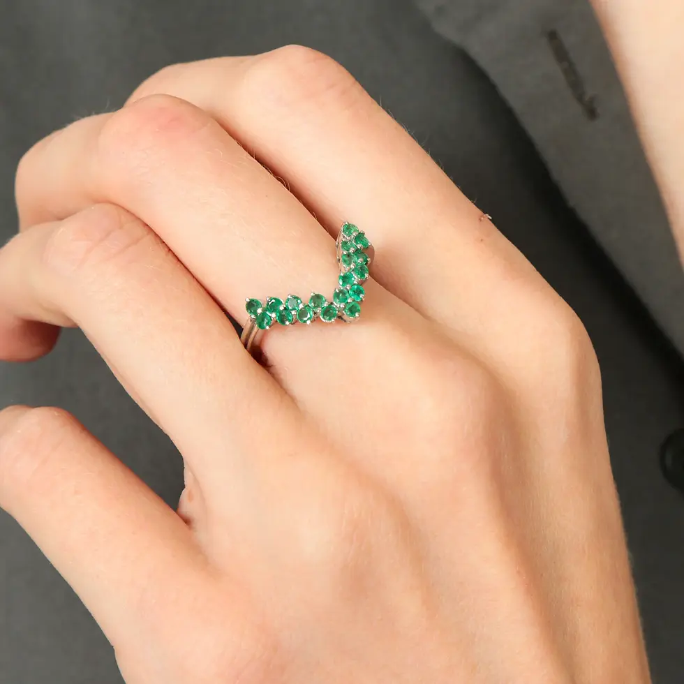 Miniature : Bague V Emeraudes