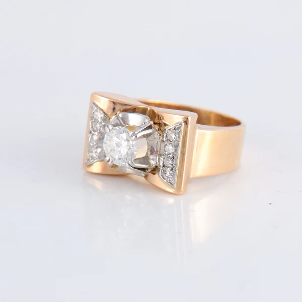 Miniature : Bague Tank Diamants