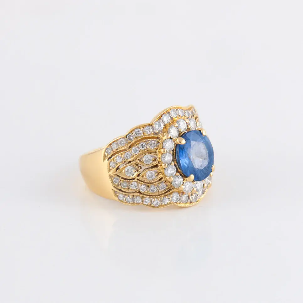 Miniature : Bague Vintage Saphir Diamants