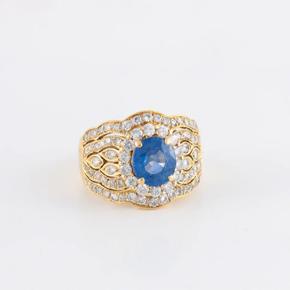 Bague Vintage Saphir Diamants