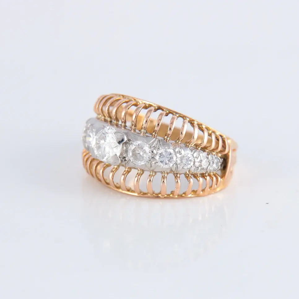 Miniature : Bague ajourée bicolore Diamants