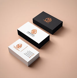 Simplistic business card with embossed large size logo popping up like 3D text