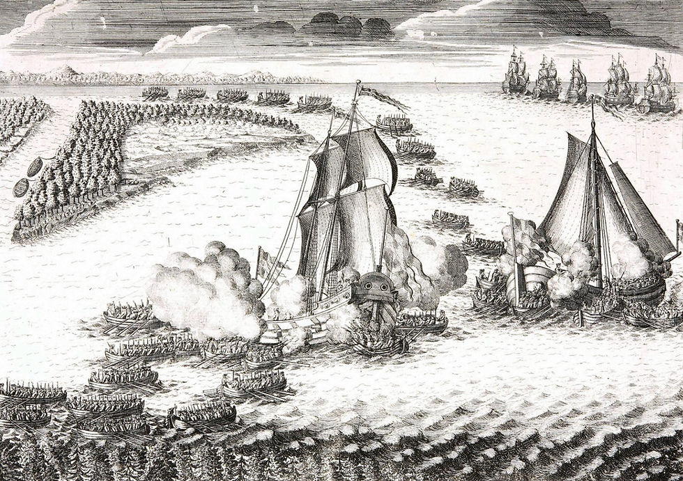 Адриан Шхонебек. Взятие шведских судов «Астрильд» и «Гедан» на Невском взморье в ночь с 6 на 7 мая 1703 г.