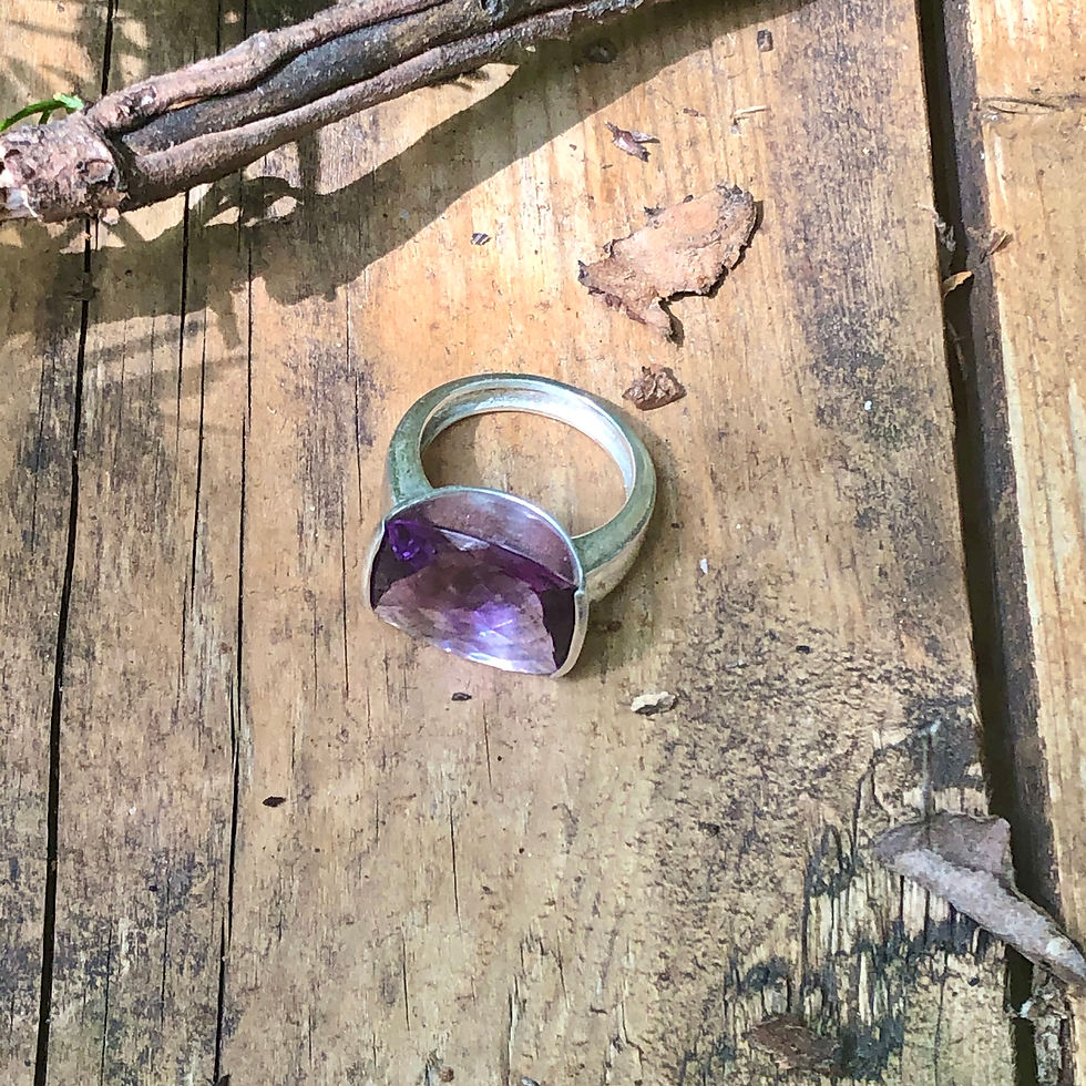 Thumbnail: Genuine Brazilian Amethyst stone set on silver