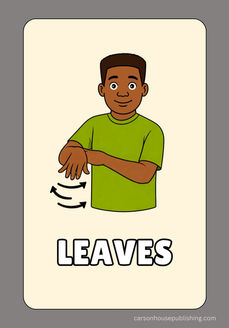 ASL sign for leaves (flashcard for kids)