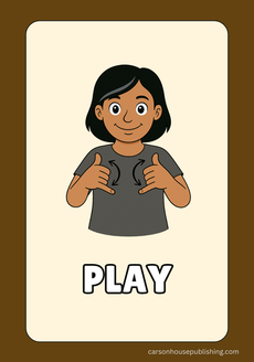 ASL sign for play (flashcard for kids)
