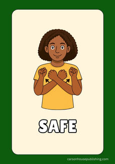 ASL sign for safe flashcard for kids