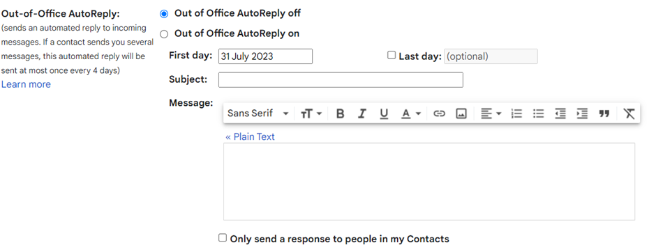 Out-of-Office AutoReply