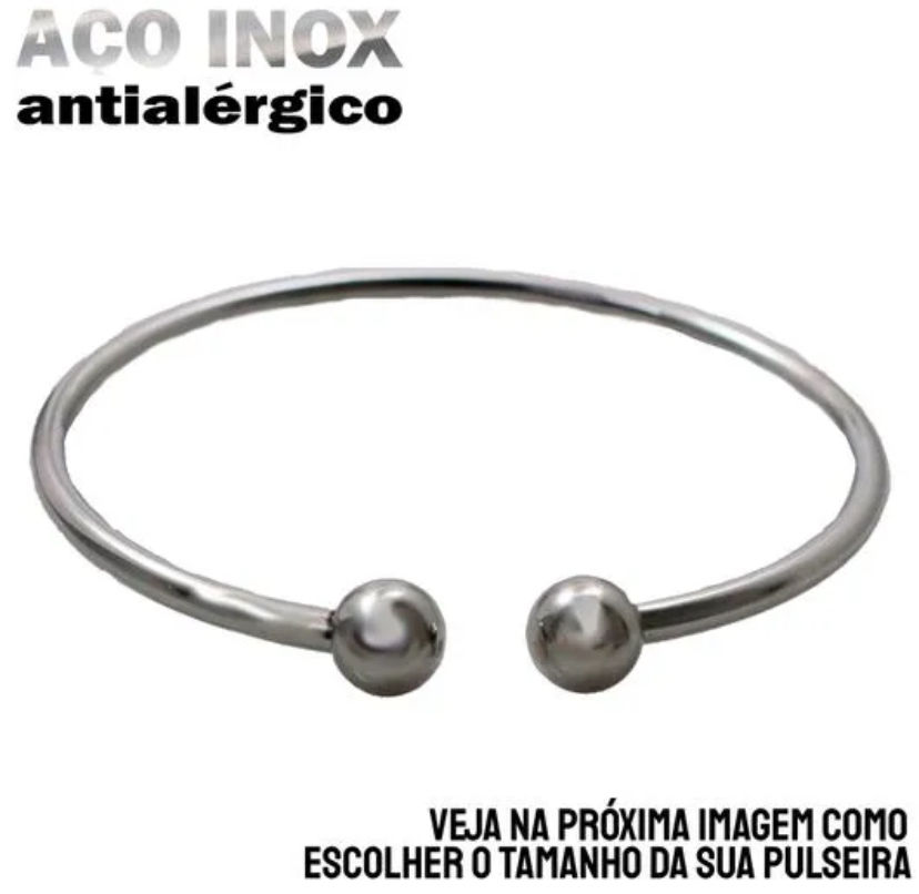 Pulseira Rígida Aberta Aço Inox Antialérgico Com Fecho Rosca