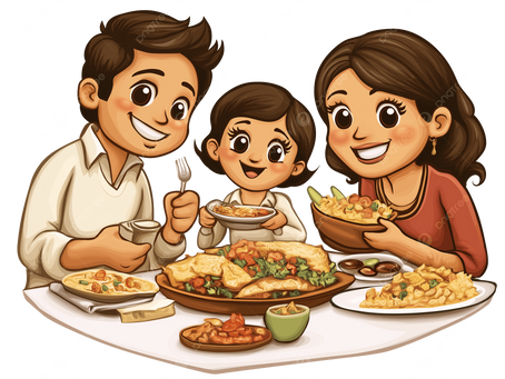 Family enjoying food delivered from Skewers in London