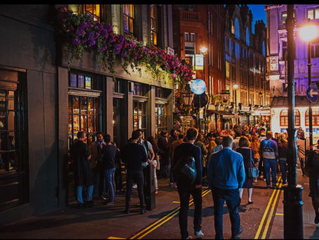 London restaurant district at night