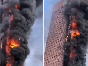 Video increíble: en China así se incendió una torre de Telecom de 200 metros de altura