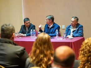 Reunión de: Intendente Walther Marcolini con Rodolfo Suarez y Sergio Marinelli