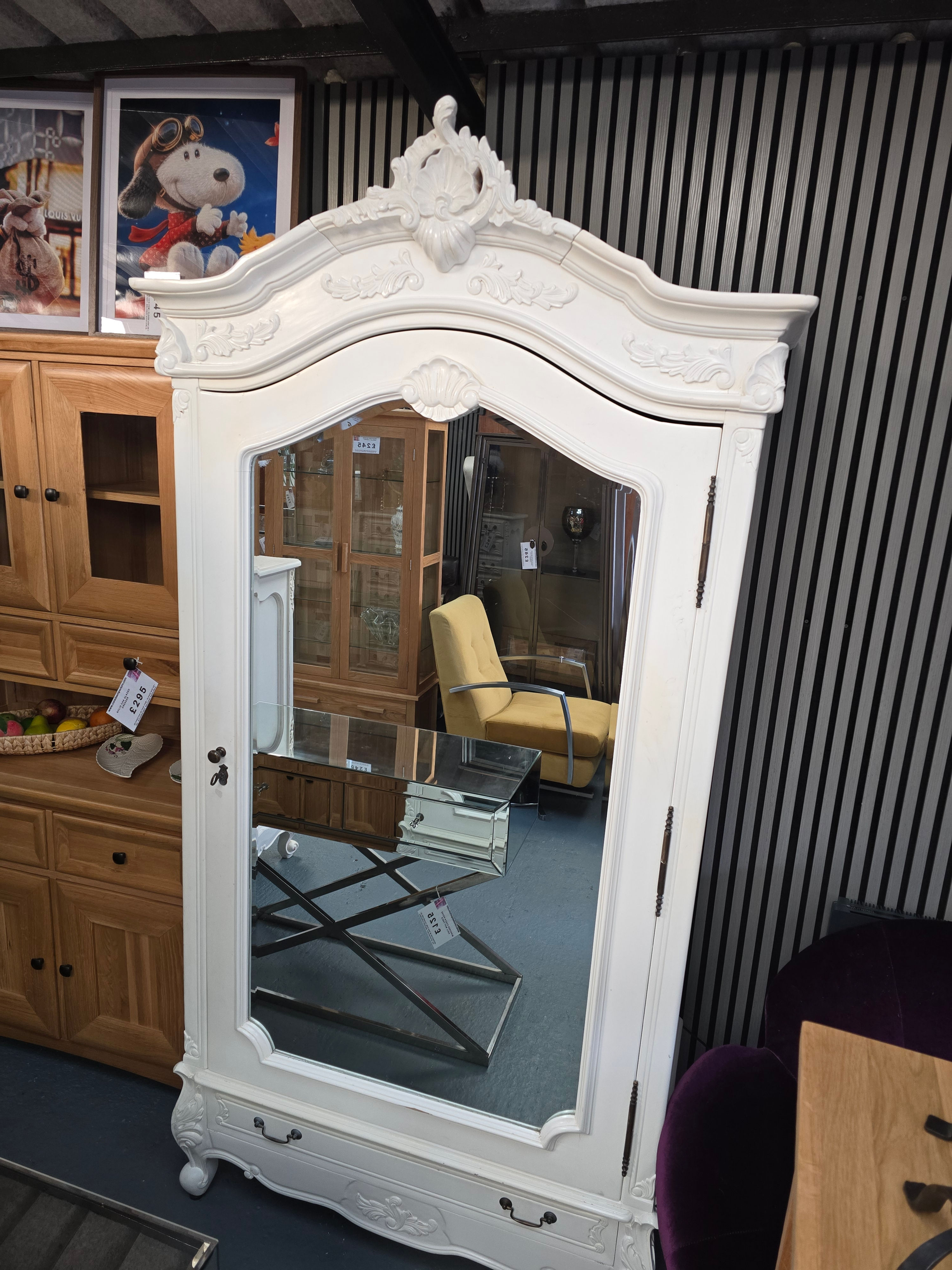 Rocco style large mirror armoire wardrobe 