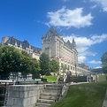View looking up at the Ottawa Fairmont Chateau Laurier hotel from the Ottawa Locks