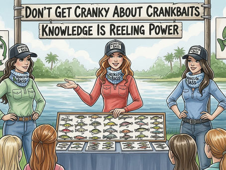 3 teen bass anglers at a lakeside pop up lecture on getting to know everything about crankbaits