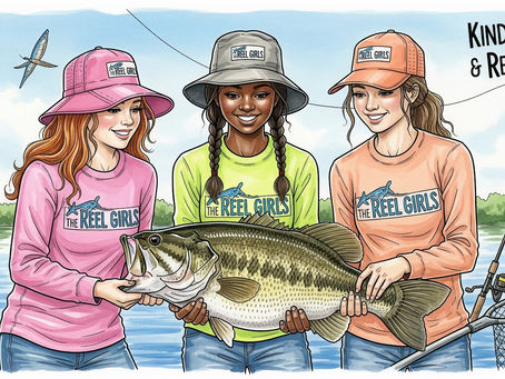 3 teen girls holding a bass property on a Central Florida lake before releasing it