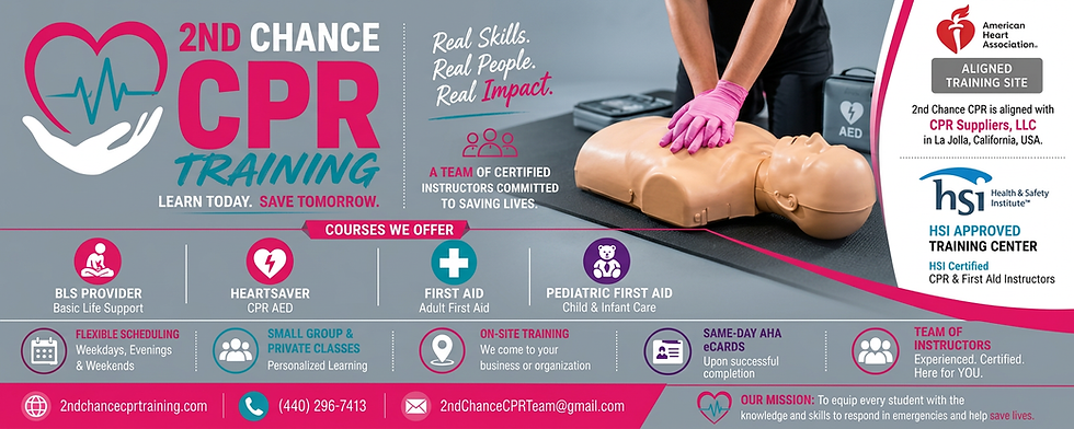 2nd Chance CPR marketing banner with bold pink and teal branding