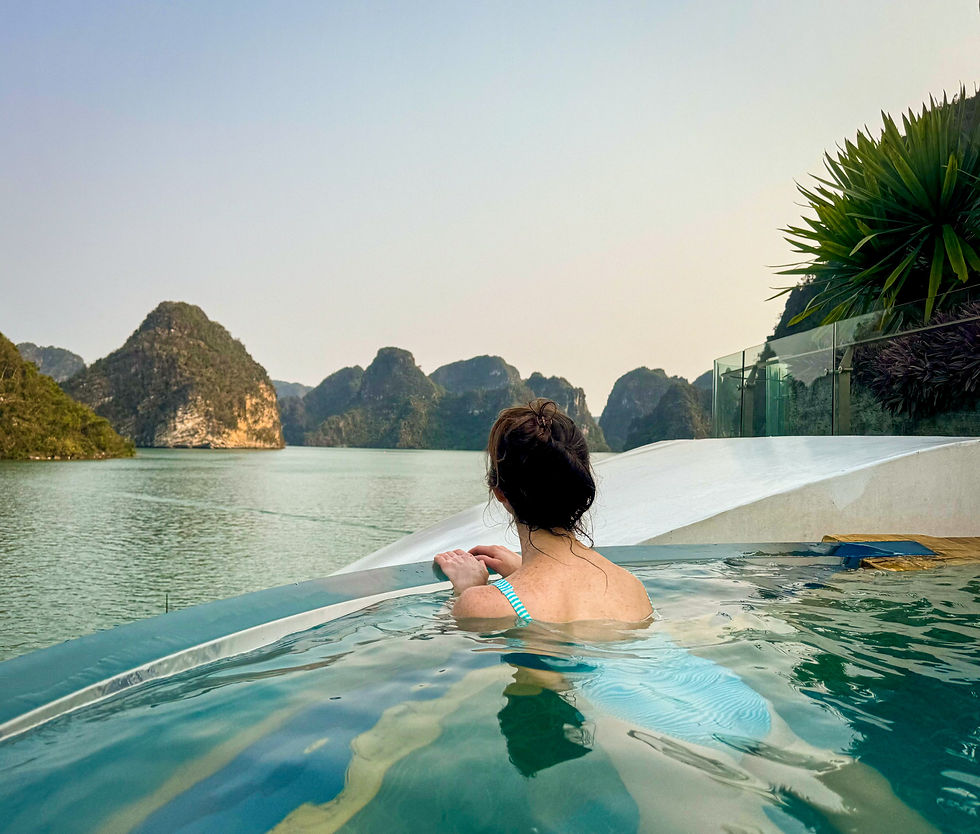 A delightfully heated pool, jaw-dropping Lan Ha Bay karsts, and not another boat in sight on this 2 night cruise of Ha Long Bay